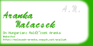 aranka malacsek business card